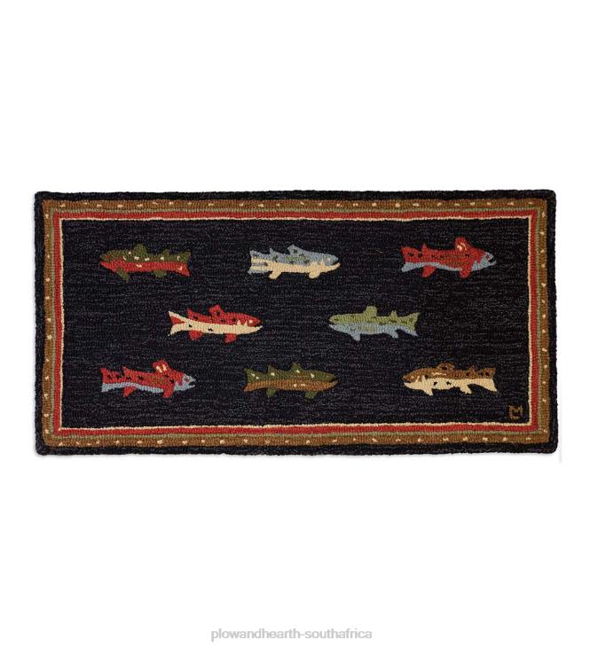 Rugs & Mats Plow & Hearth River Fish Hand-Hooked Wool Accent Rug NFLB1791