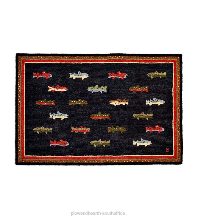 Rugs & Mats Plow & Hearth River Fish Hand-Hooked Wool Accent Rug NFLB1791