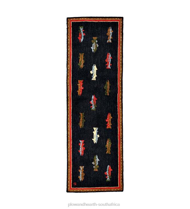 Rugs & Mats Plow & Hearth River Fish Hand-Hooked Wool Accent Rug NFLB1791