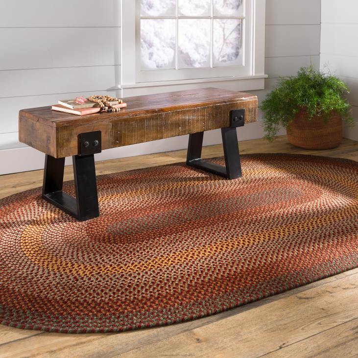 Rugs & Mats Plow & Hearth USA-Made Wool Braided Virginia Rug NFLB1778
