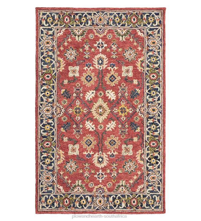Rugs & Mats Plow & Hearth Willow Oaks Red Wool Border Rug NFLB1823
