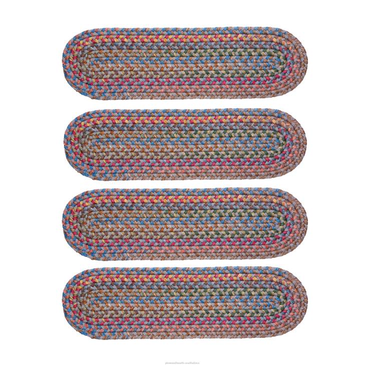 Rugs & Mats Plow & Hearth Afton Mountain Indoor/Outdoor Polypropylene Braided Stair Treads, Set of 4 - Blue Opal NFLB1911
