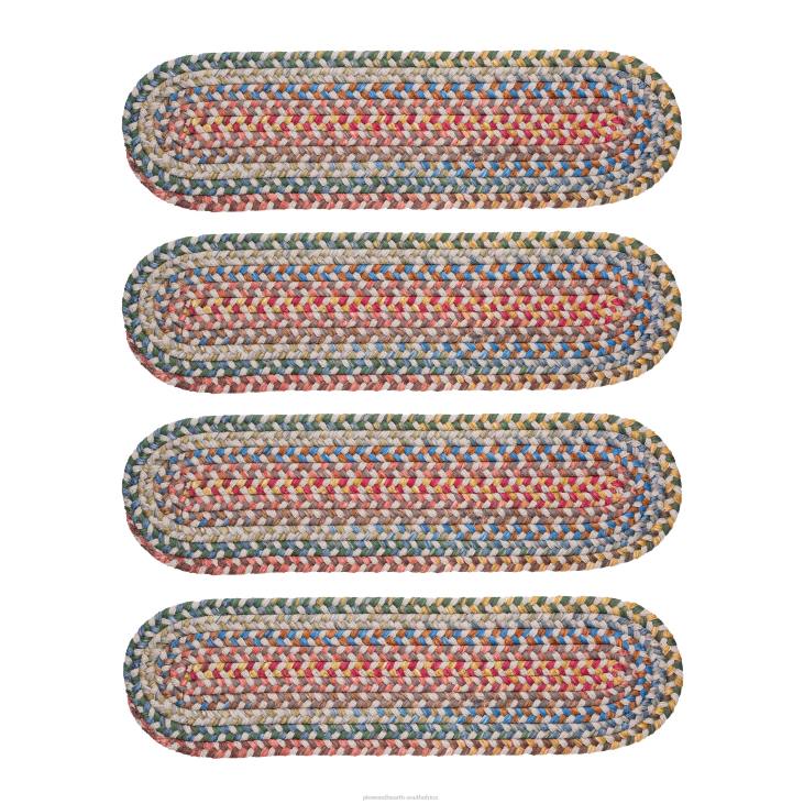 Rugs & Mats Plow & Hearth Afton Mountain Indoor/Outdoor Polypropylene Braided Stair Treads, Set of 4 - Blue Opal NFLB1911