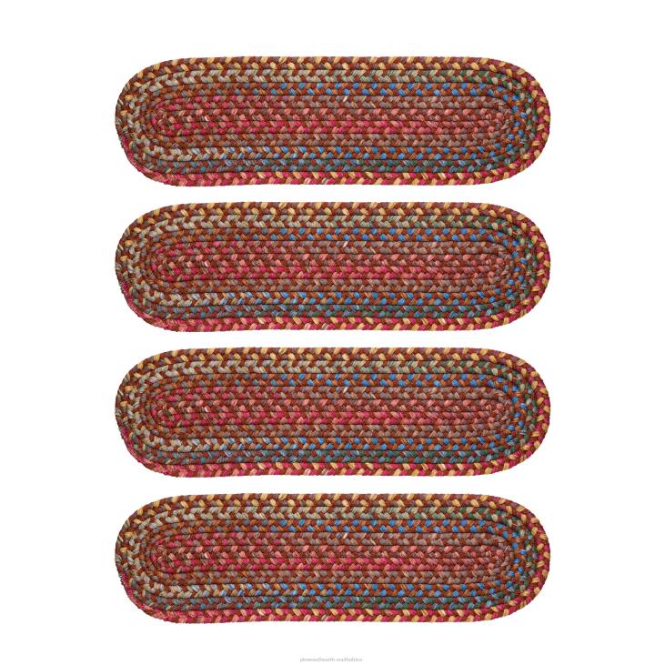 Rugs & Mats Plow & Hearth Afton Mountain Indoor/Outdoor Polypropylene Braided Stair Treads, Set of 4 - Blue Opal NFLB1911
