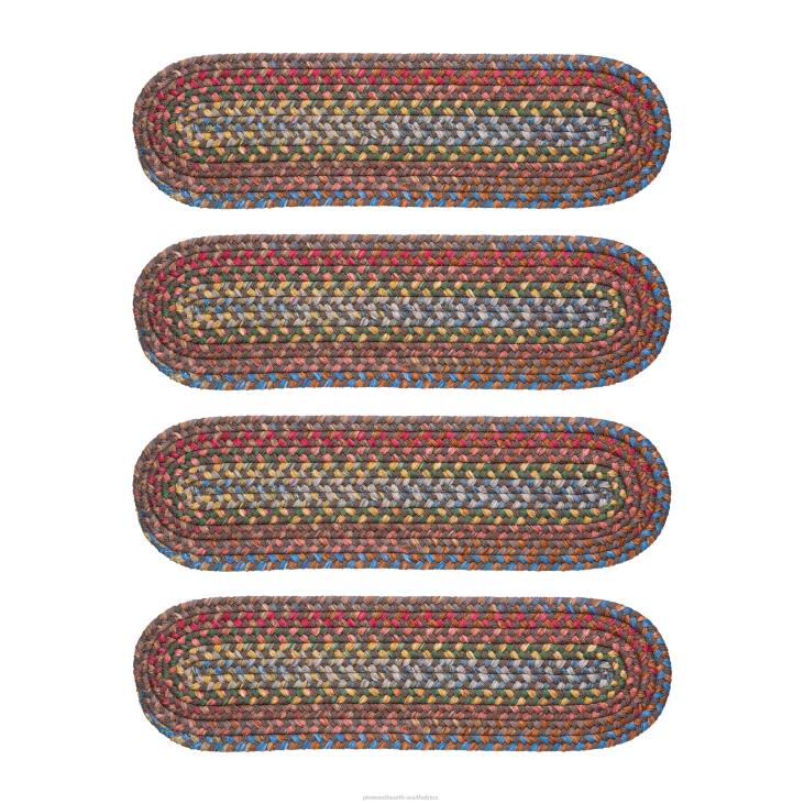 Rugs & Mats Plow & Hearth Afton Mountain Indoor/Outdoor Polypropylene Braided Stair Treads, Set of 4 - Blue Opal NFLB1911