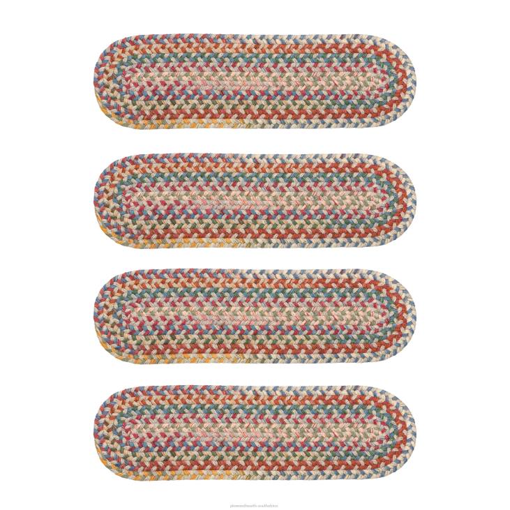 Rugs & Mats Plow & Hearth Blue Ridge Wool Oval Braided Stair Treads, Set of 4 - Walnut NFLB1907