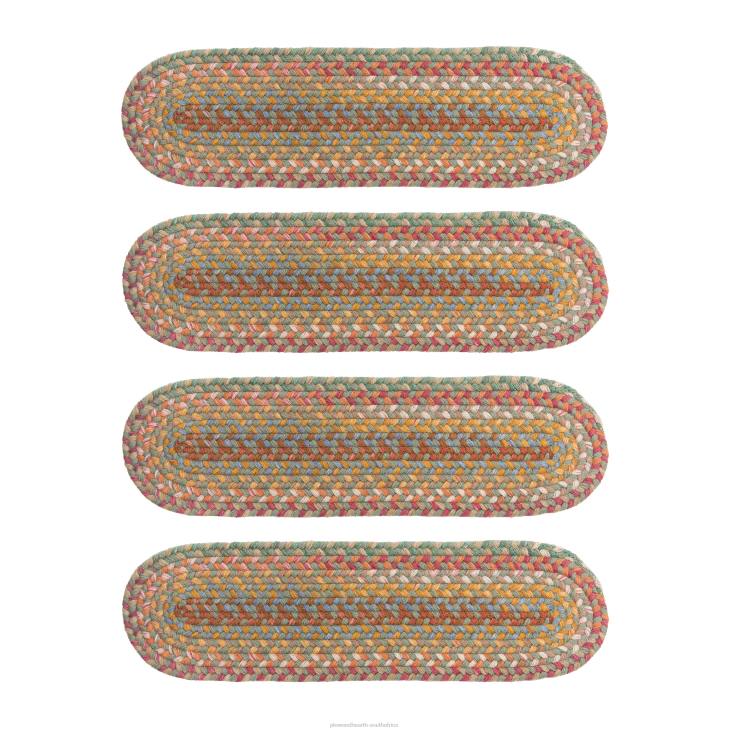 Rugs & Mats Plow & Hearth Blue Ridge Wool Oval Braided Stair Treads, Set of 4 - Walnut NFLB1907
