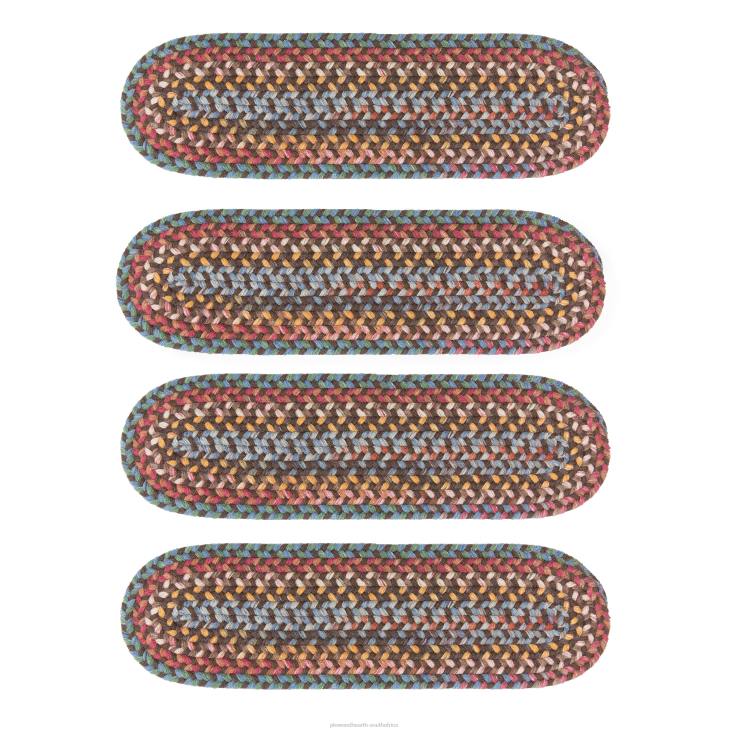 Rugs & Mats Plow & Hearth Blue Ridge Wool Oval Braided Stair Treads, Set of 4 - Walnut NFLB1907