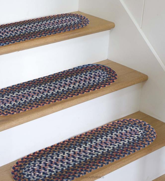 Rugs & Mats Plow & Hearth Blue Ridge Wool Oval Braided Stair Treads, Set of 4 - Walnut NFLB1907