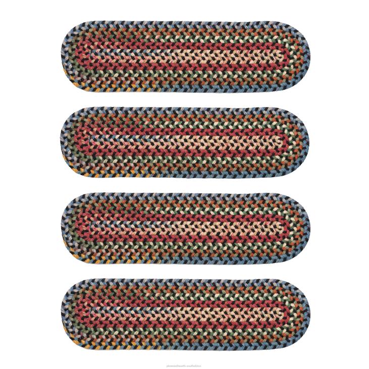 Rugs & Mats Plow & Hearth Blue Ridge Wool Oval Braided Stair Treads, Set of 4 - Walnut NFLB1907