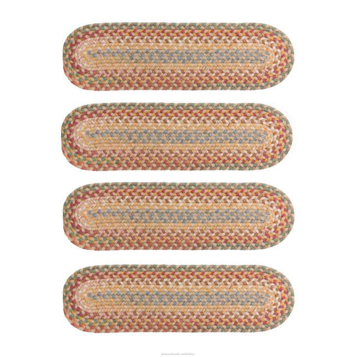 Rugs & Mats Plow & Hearth Blue Ridge Wool Oval Braided Stair Treads, Set of 4 - Walnut NFLB1907