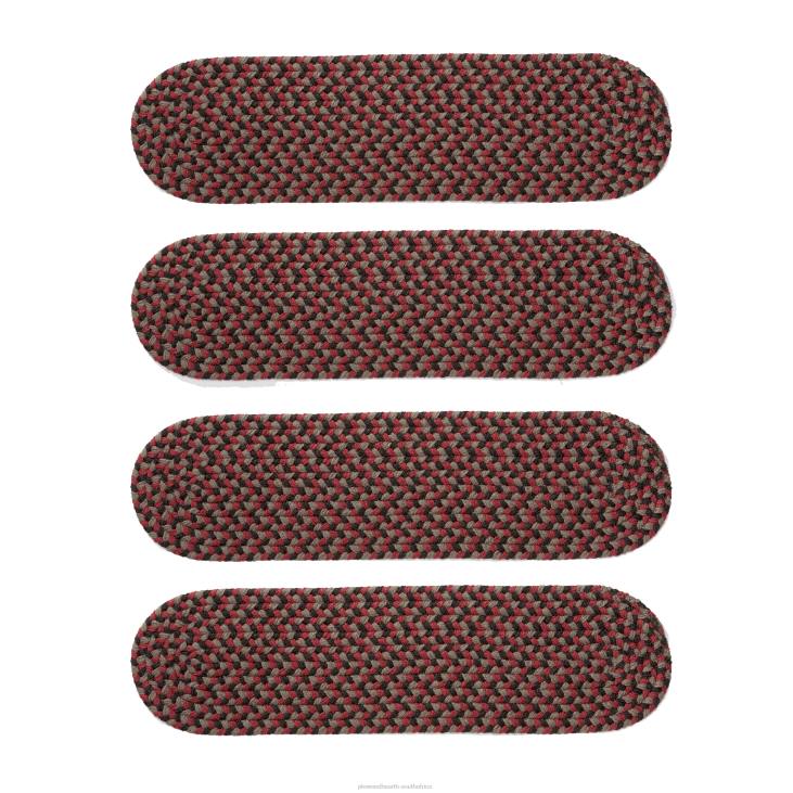 Rugs & Mats Plow & Hearth Indoor/Outdoor Braided Polypro Roanoke Stair Treads, Set of 4 - Solid Ember NFLB1909