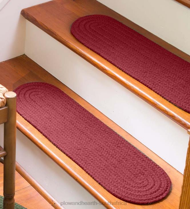 Rugs & Mats Plow & Hearth Solid Color Country Classic Braided Polypropylene Stair Treads, Set of 4 - Black NFLB1913