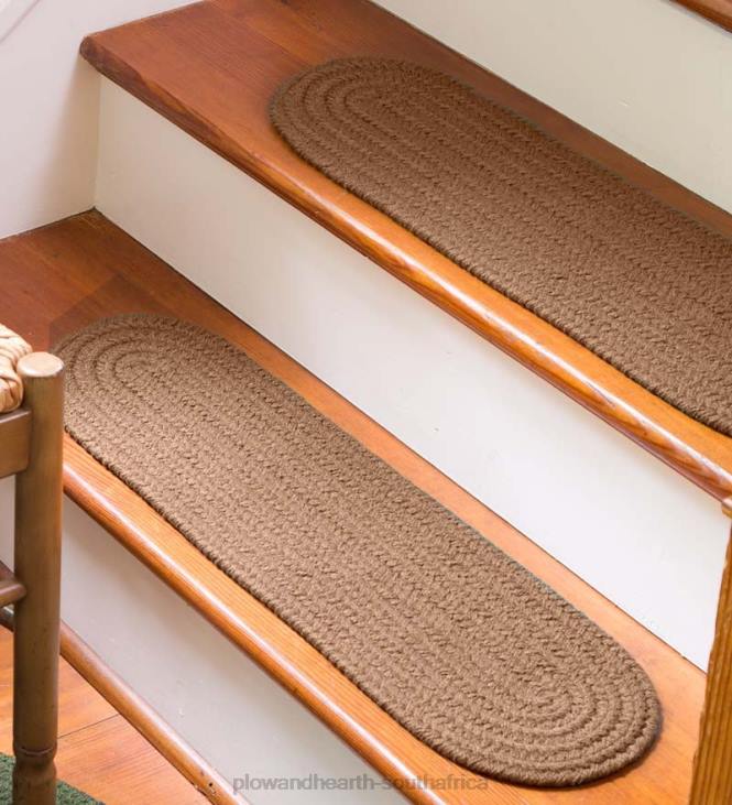 Rugs & Mats Plow & Hearth Solid Color Country Classic Braided Polypropylene Stair Treads, Set of 4 - Black NFLB1913