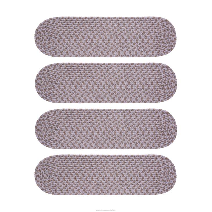 Rugs & Mats Plow & Hearth USA-Made Wool Braided Virginia Stair Tread, Set of 4 - Frost NFLB1914