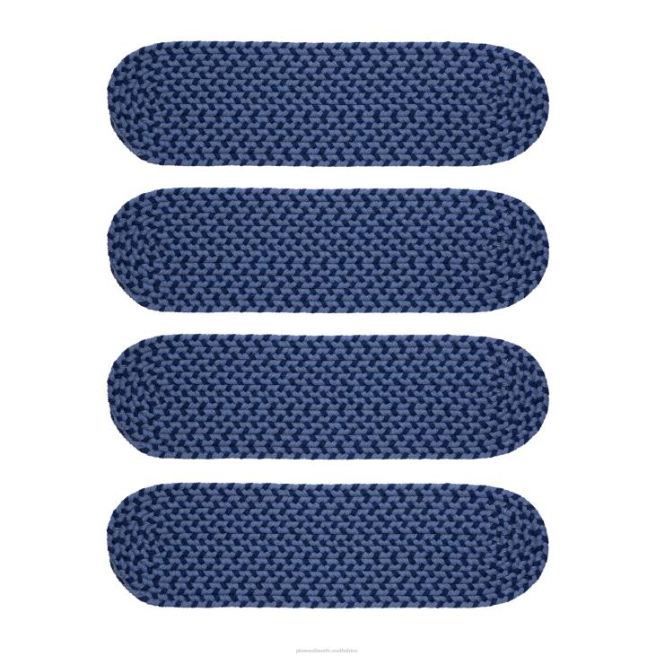 Rugs & Mats Plow & Hearth USA-Made Wool Braided Virginia Stair Tread, Set of 4 - Frost NFLB1914