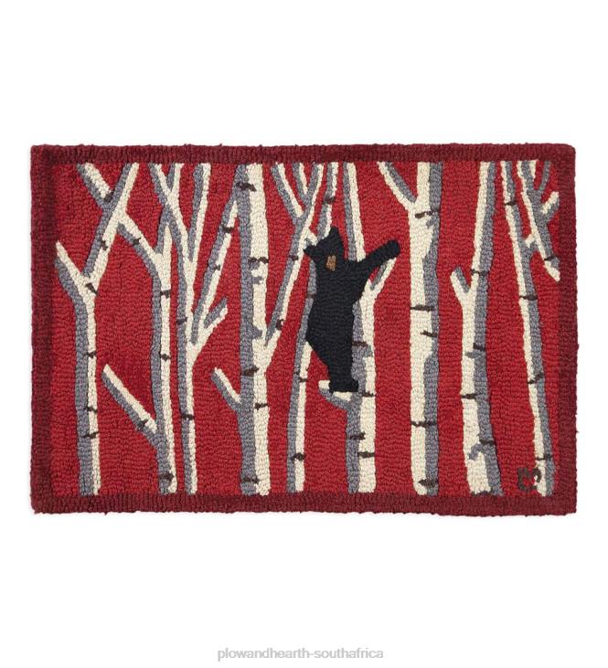 Rugs & Mats Plow & Hearth Hooked Wool Black Bear in Birches Accent Rug NFLB1754