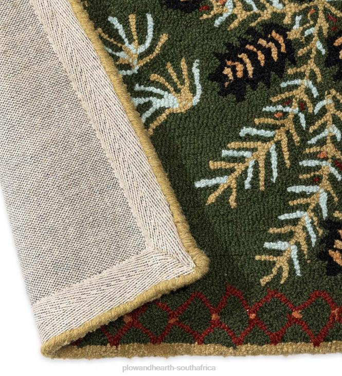 Rugs & Mats Plow & Hearth Pine Cone Hand-Hooked Wool Rug NFLB1747