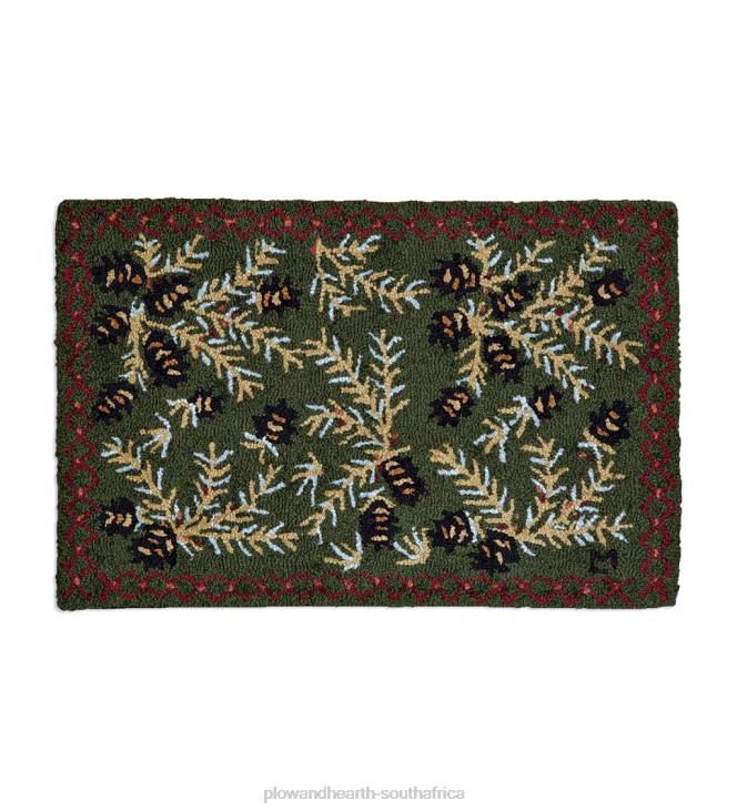 Rugs & Mats Plow & Hearth Pine Cone Hand-Hooked Wool Rug NFLB1747
