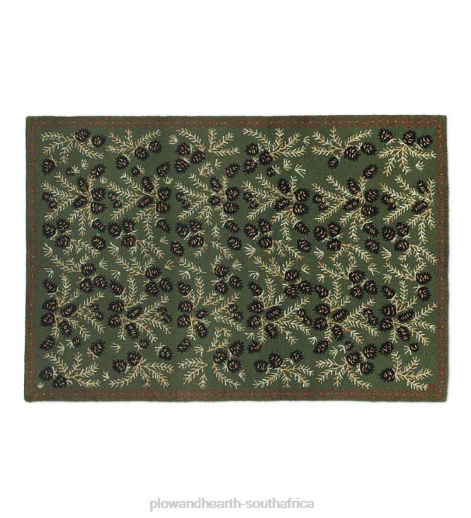 Rugs & Mats Plow & Hearth Pine Cone Hand-Hooked Wool Rug NFLB1747