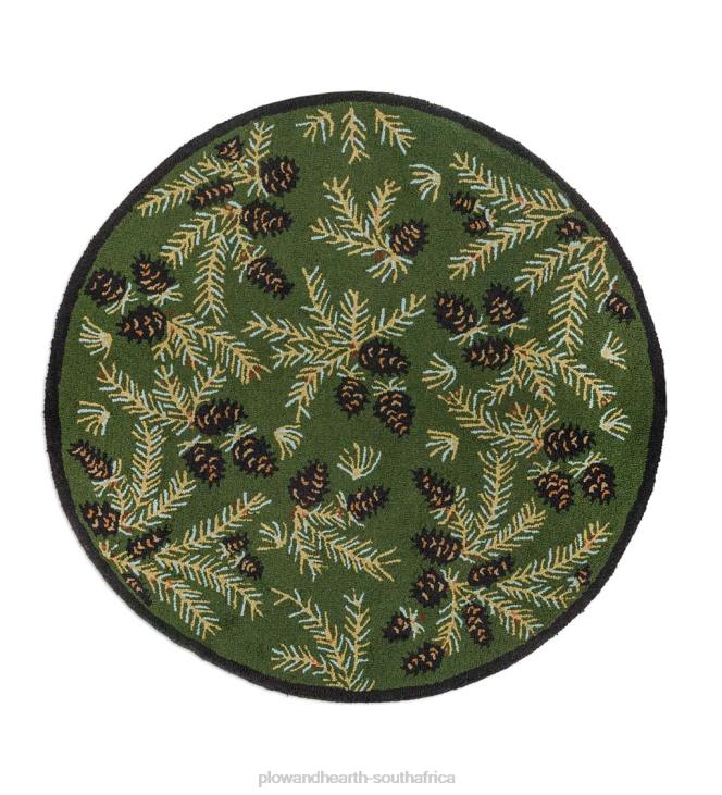 Rugs & Mats Plow & Hearth Pine Cone Hand-Hooked Wool Rug NFLB1747