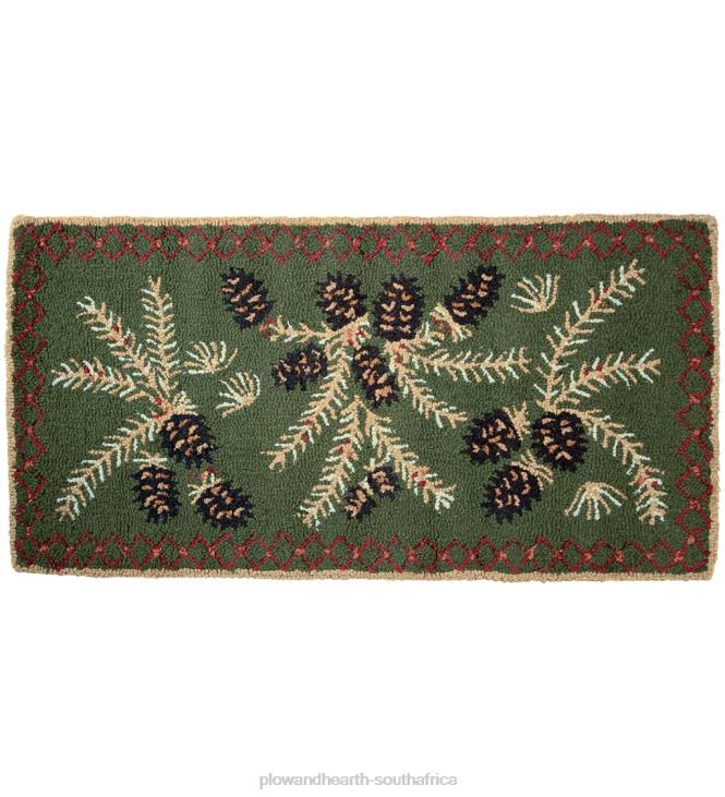 Rugs & Mats Plow & Hearth Pine Cone Hand-Hooked Wool Rug NFLB1747