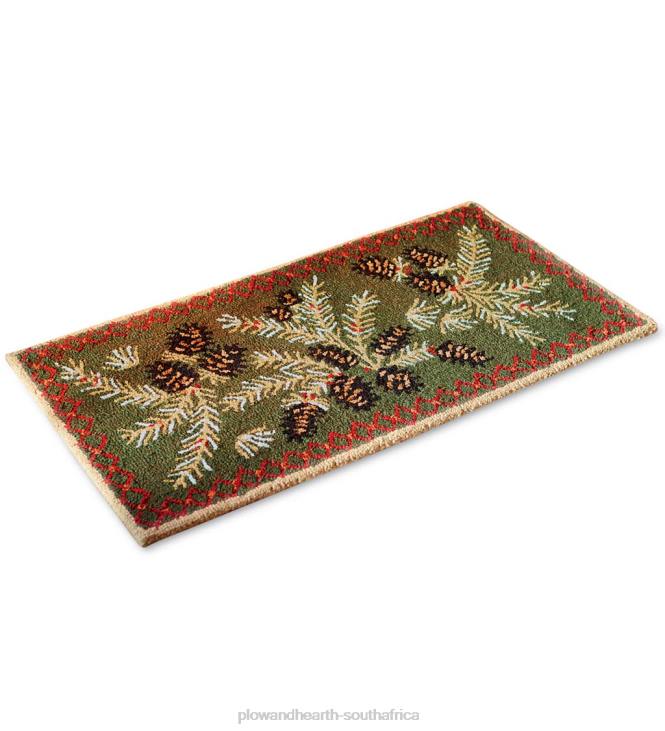 Rugs & Mats Plow & Hearth Pine Cone Hand-Hooked Wool Rug NFLB1747