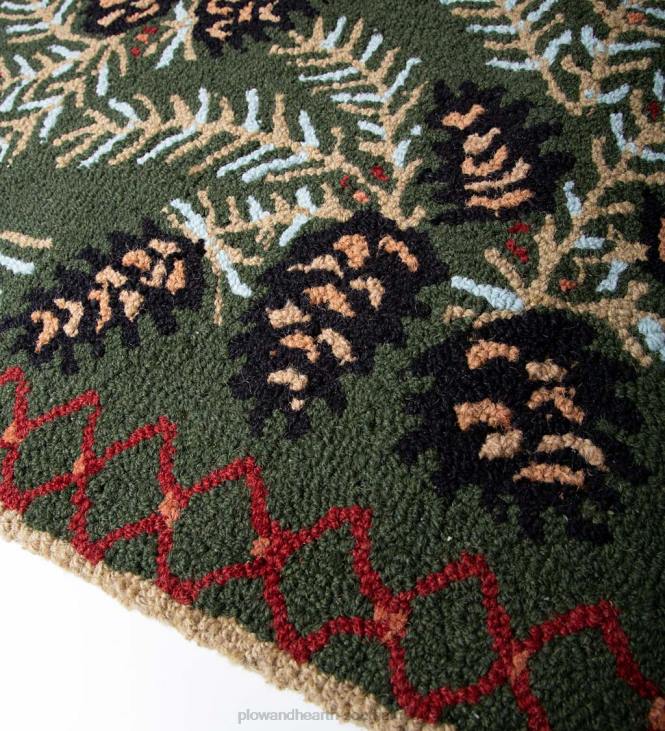 Rugs & Mats Plow & Hearth Pine Cone Hand-Hooked Wool Rug NFLB1747