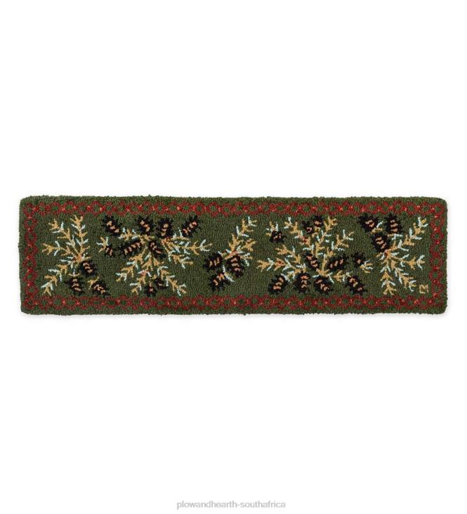 Rugs & Mats Plow & Hearth Pine Cone Hand-Hooked Wool Runner, 1' x 4' NFLB1749