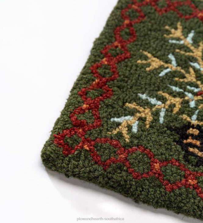 Rugs & Mats Plow & Hearth Pine Cone Hand-Hooked Wool Runner, 1' x 4' NFLB1749