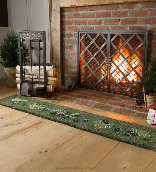 Rugs & Mats Plow & Hearth Pine Cone Hand-Hooked Wool Runner, 1' x 6' NFLB1748