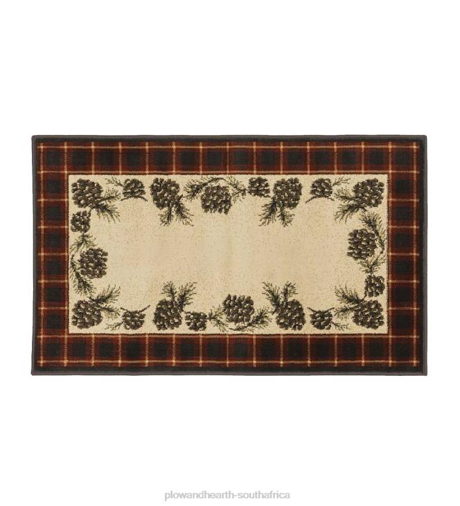 Rugs & Mats Plow & Hearth Vista Pine Cones Red Plaid Border Rug, 30x 50- Red NFLB1759