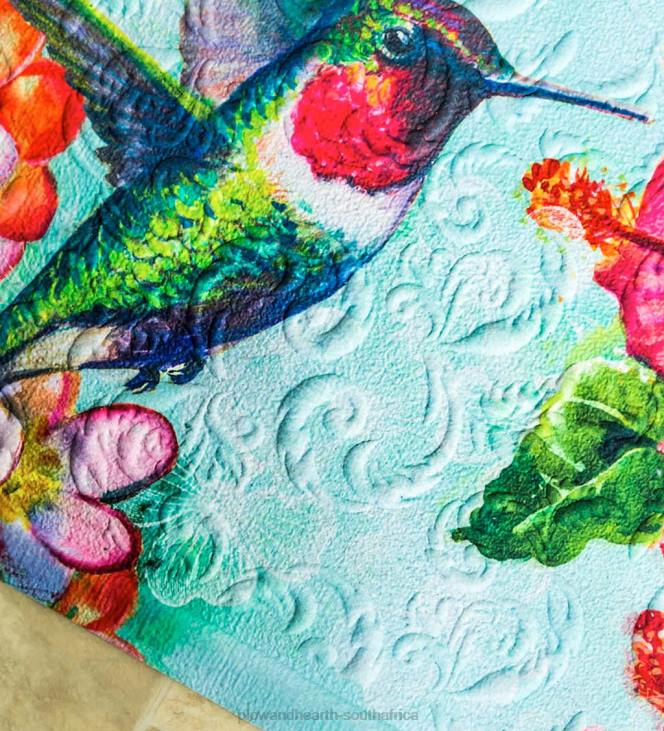 Rugs & Mats Plow & Hearth Hummingbird and Hibiscus Embossed Floor Mat NFLB1378