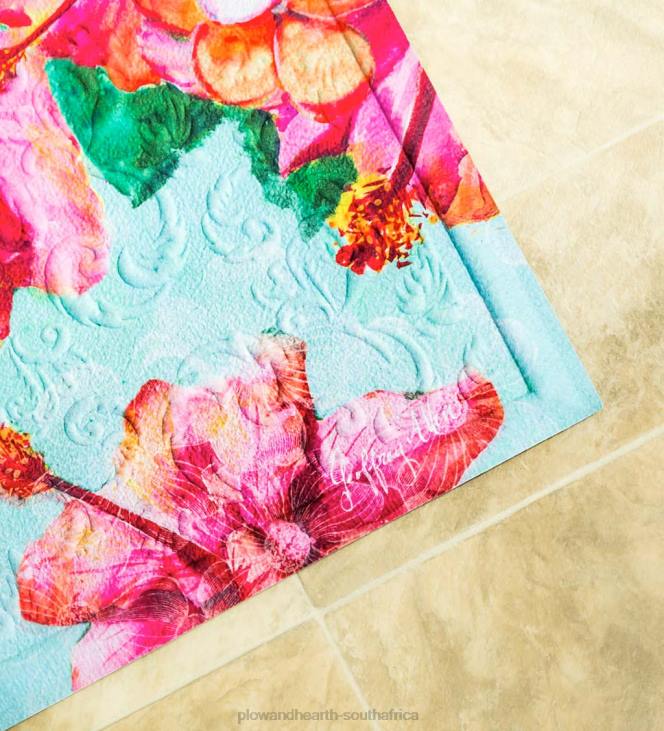 Rugs & Mats Plow & Hearth Hummingbird and Hibiscus Embossed Floor Mat NFLB1378