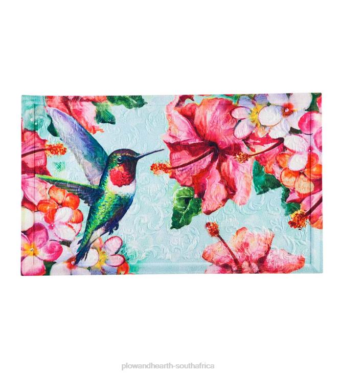 Rugs & Mats Plow & Hearth Hummingbird and Hibiscus Embossed Floor Mat NFLB1378