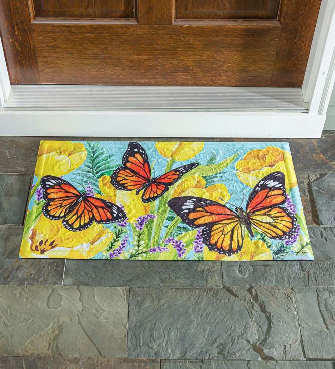 Rugs & Mats Plow & Hearth Tulip and Butterfly Embossed Floor Mat NFLB1927