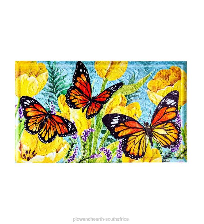 Rugs & Mats Plow & Hearth Tulip and Butterfly Embossed Floor Mat NFLB1927