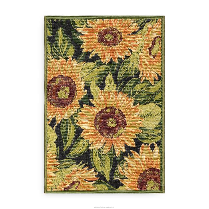 Rugs & Mats Plow & Hearth Indoor/Outdoor Black Sunflower Polypropylene Rug NFLB720