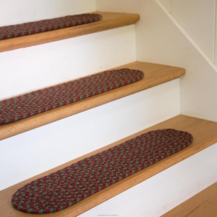 Rugs & Mats Plow & Hearth USA-Made Wool Braided Virginia Stair Tread, 8x 28- Frost NFLB1916