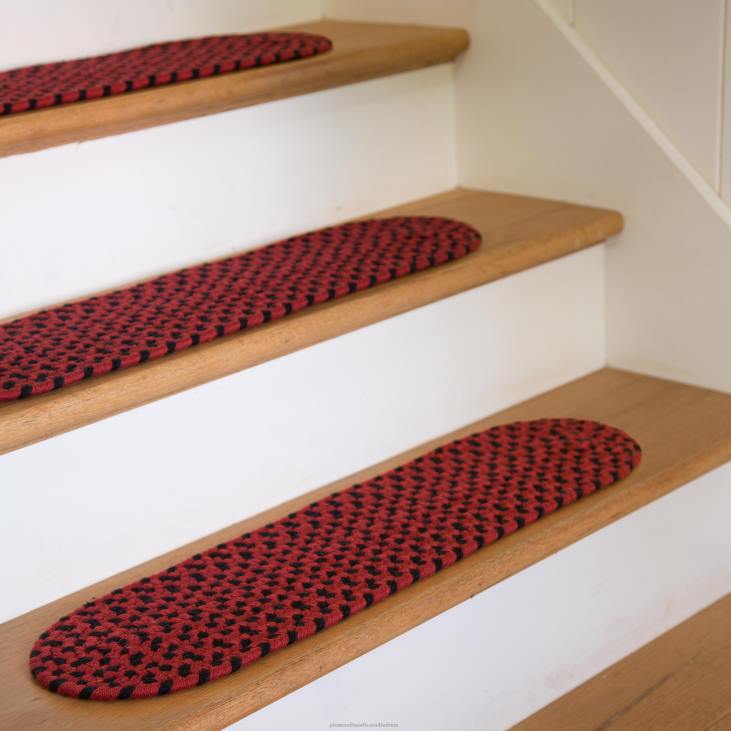 Rugs & Mats Plow & Hearth USA-Made Wool Braided Virginia Stair Tread, 8x 28- Frost NFLB1916
