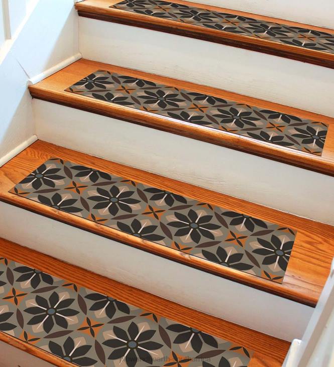Rugs & Mats Plow & Hearth Vintage Tile Stair Treads, Set of 4 - Rust NFLB1918