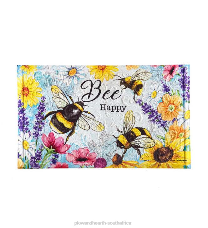 Rugs & Mats Plow & Hearth Bee Happy Embossed Floor Mat NFLB1904