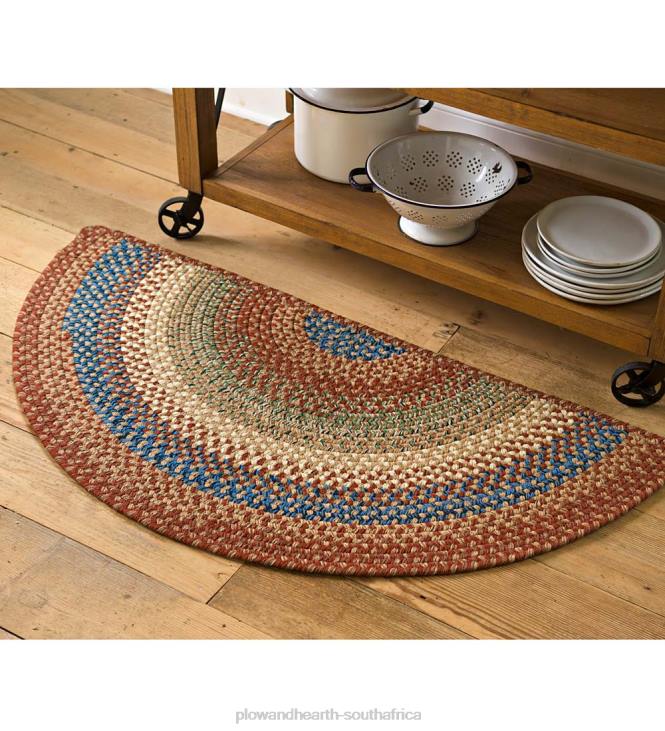 Rugs & Mats Plow & Hearth Braided Polypro Roanoke Half Round Rug , 2' x 4' - Solid Black NFLB1894