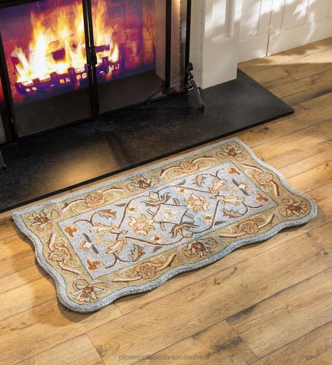 Rugs & Mats Plow & Hearth Hand-Tufted Fire Resistant Scalloped Wool McLean Rug - Brown/Gold NFLB1895