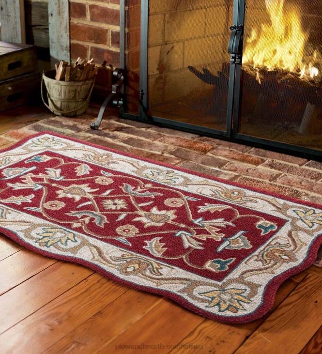 Rugs & Mats Plow & Hearth Hand-Tufted Fire Resistant Scalloped Wool McLean Rug - Brown/Gold NFLB1895