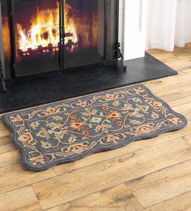 Rugs & Mats Plow & Hearth Hand-Tufted Fire Resistant Scalloped Wool McLean Rug - Brown/Gold NFLB1895