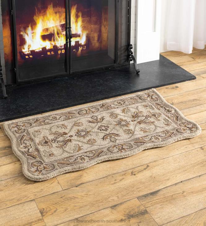 Rugs & Mats Plow & Hearth Hand-Tufted Fire Resistant Scalloped Wool McLean Rug - Brown/Gold NFLB1895