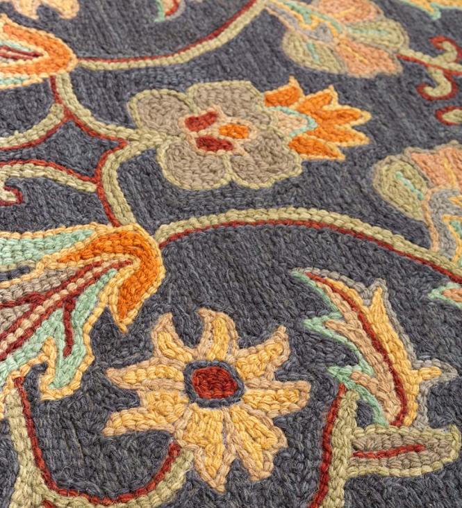 Rugs & Mats Plow & Hearth Hand-Tufted Fire Resistant Scalloped Wool McLean Rug - Brown/Gold NFLB1895