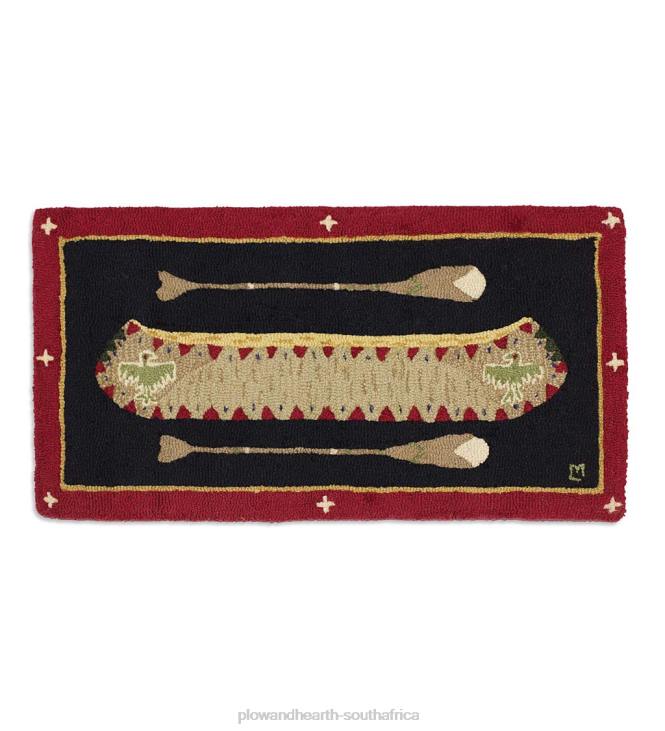 Rugs & Mats Plow & Hearth Hooked Wool Native American Longboat Canoe Accent Rug NFLB1900