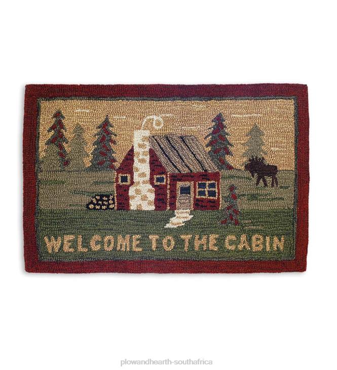 Rugs & Mats Plow & Hearth Hooked Wool Welcome to the Cabin Accent Rug NFLB1902
